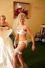 Beautiful brides in white lingerie